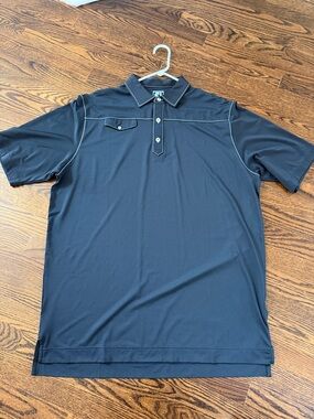 FootJoy Men's Black Polo Shirt with Contrast Piping